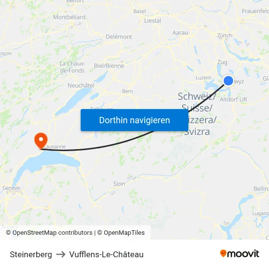 Steinerberg to Vufflens-Le-Château map