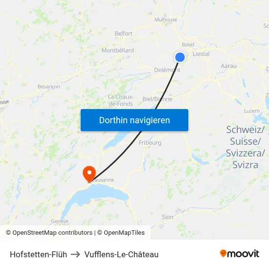 Hofstetten-Flüh to Vufflens-Le-Château map