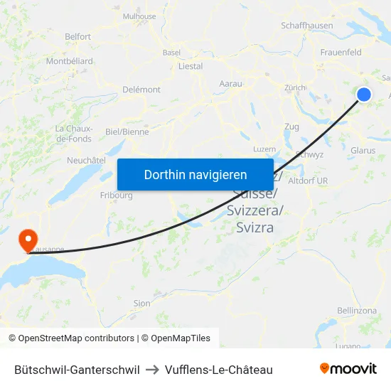 Bütschwil-Ganterschwil to Vufflens-Le-Château map