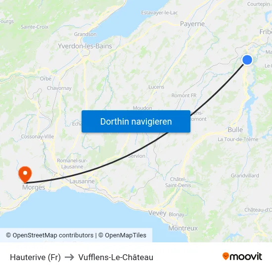 Hauterive (Fr) to Vufflens-Le-Château map