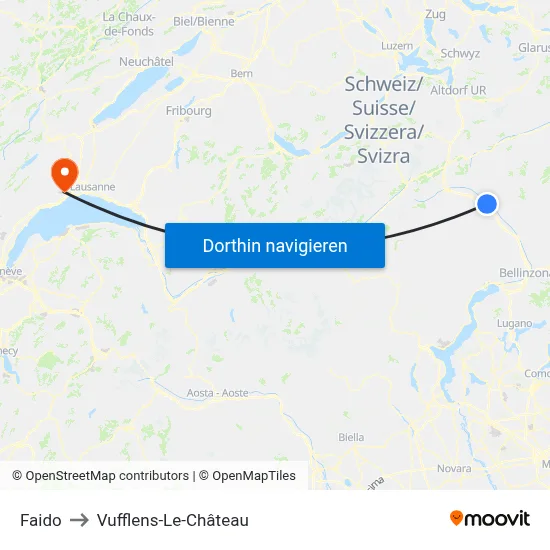 Faido to Vufflens-Le-Château map
