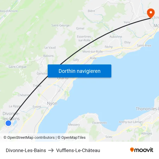Divonne-Les-Bains to Vufflens-Le-Château map