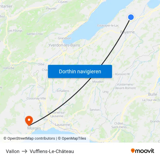 Vallon to Vufflens-Le-Château map