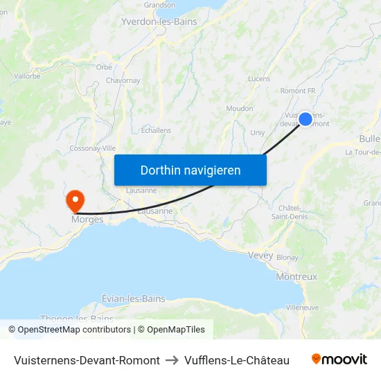 Vuisternens-Devant-Romont to Vufflens-Le-Château map