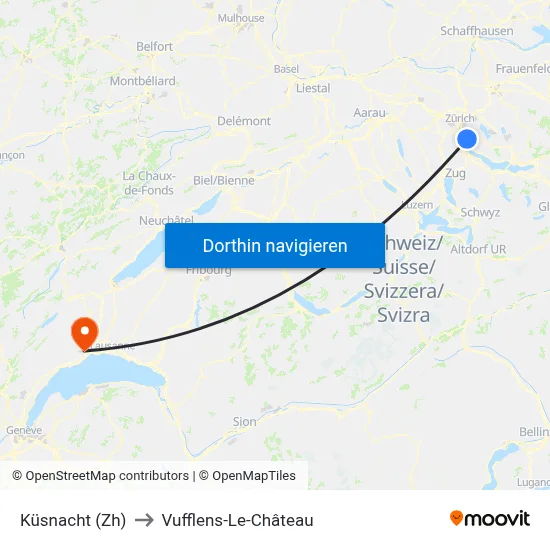 Küsnacht (Zh) to Vufflens-Le-Château map
