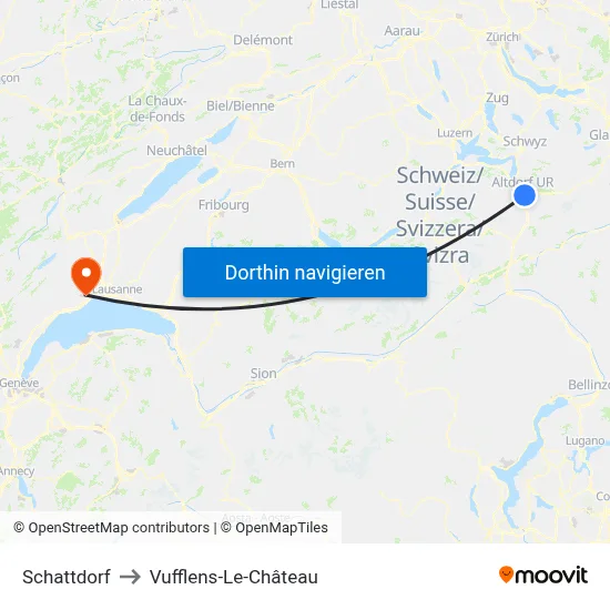 Schattdorf to Vufflens-Le-Château map