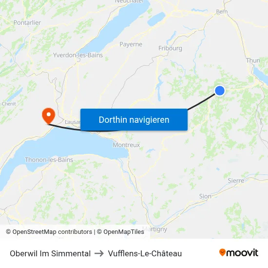 Oberwil Im Simmental to Vufflens-Le-Château map