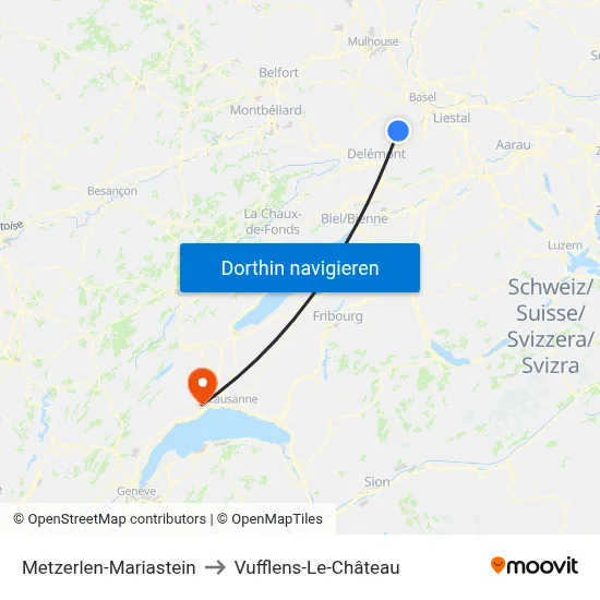 Metzerlen-Mariastein to Vufflens-Le-Château map