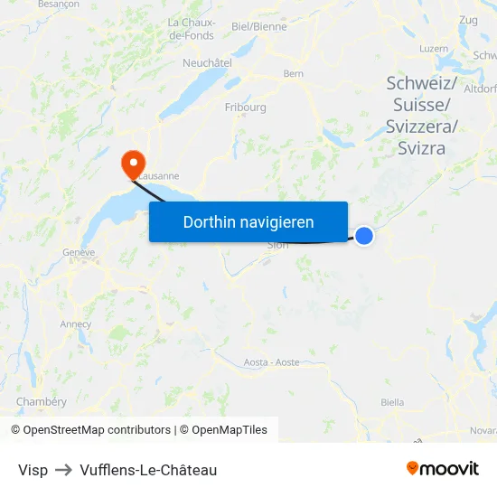Visp to Vufflens-Le-Château map