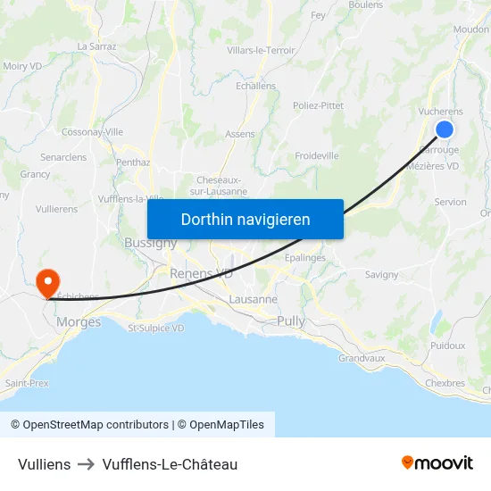 Vulliens to Vufflens-Le-Château map