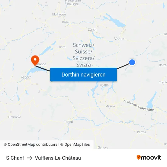 S-Chanf to Vufflens-Le-Château map