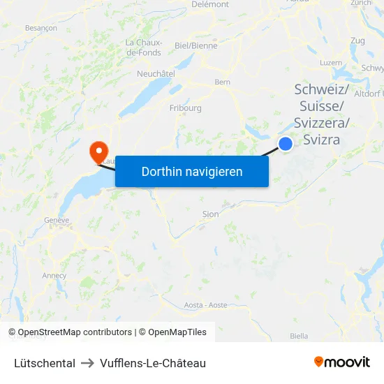 Lütschental to Vufflens-Le-Château map