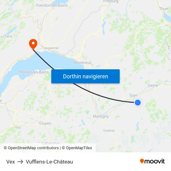 Vex to Vufflens-Le-Château map