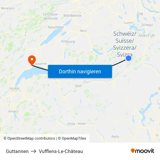 Guttannen to Vufflens-Le-Château map
