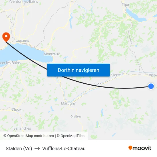 Stalden (Vs) to Vufflens-Le-Château map