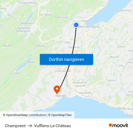 Champvent to Vufflens-Le-Château map