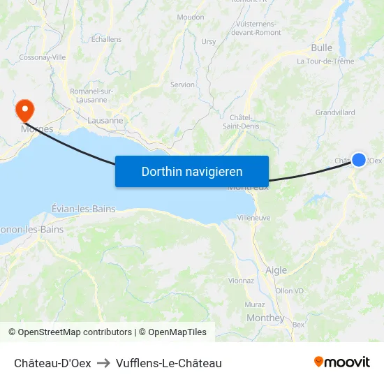 Château-D'Oex to Vufflens-Le-Château map