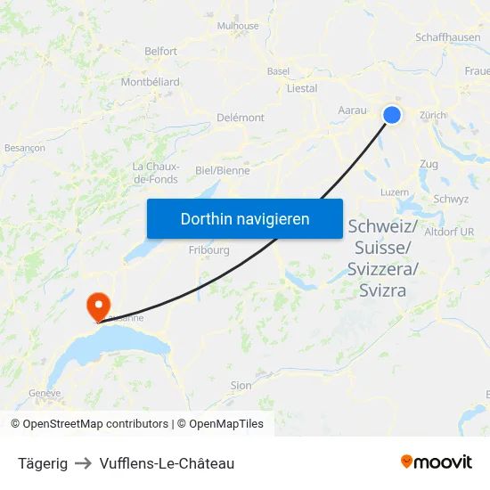 Tägerig to Vufflens-Le-Château map