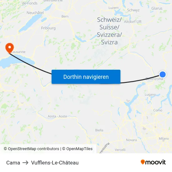 Cama to Vufflens-Le-Château map