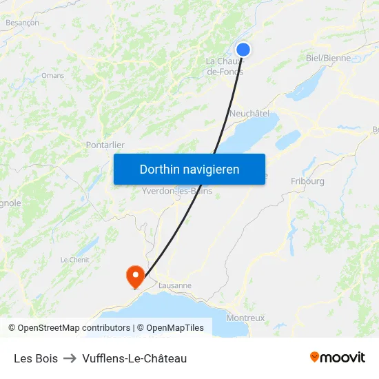 Les Bois to Vufflens-Le-Château map
