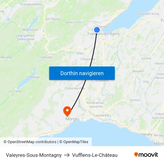 Valeyres-Sous-Montagny to Vufflens-Le-Château map