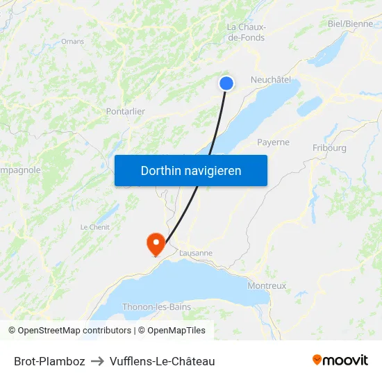 Brot-Plamboz to Vufflens-Le-Château map