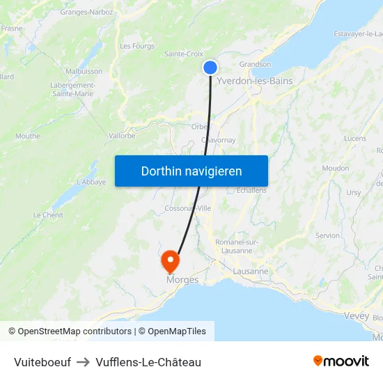 Vuiteboeuf to Vufflens-Le-Château map