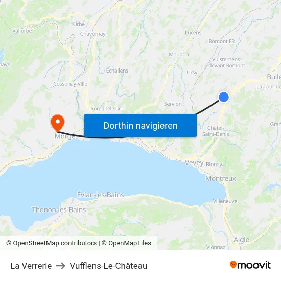 La Verrerie to Vufflens-Le-Château map