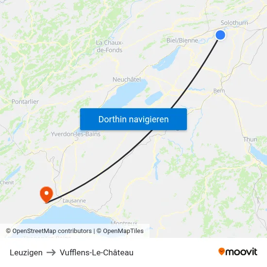 Leuzigen to Vufflens-Le-Château map