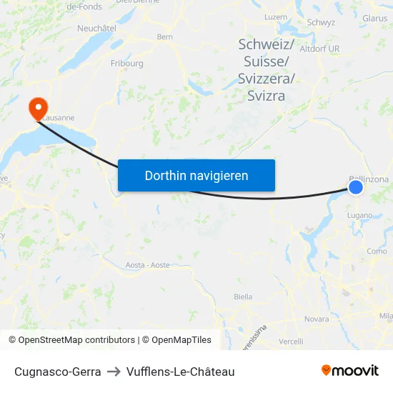 Cugnasco-Gerra to Vufflens-Le-Château map