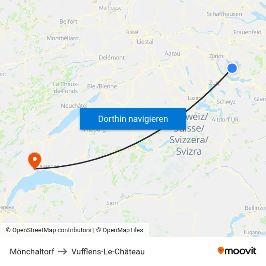 Mönchaltorf to Vufflens-Le-Château map