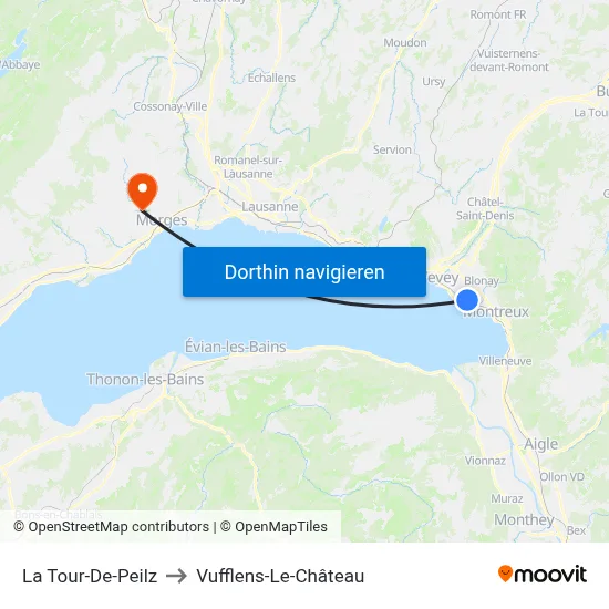 La Tour-De-Peilz to Vufflens-Le-Château map