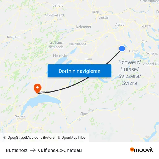 Buttisholz to Vufflens-Le-Château map