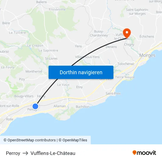 Perroy to Vufflens-Le-Château map