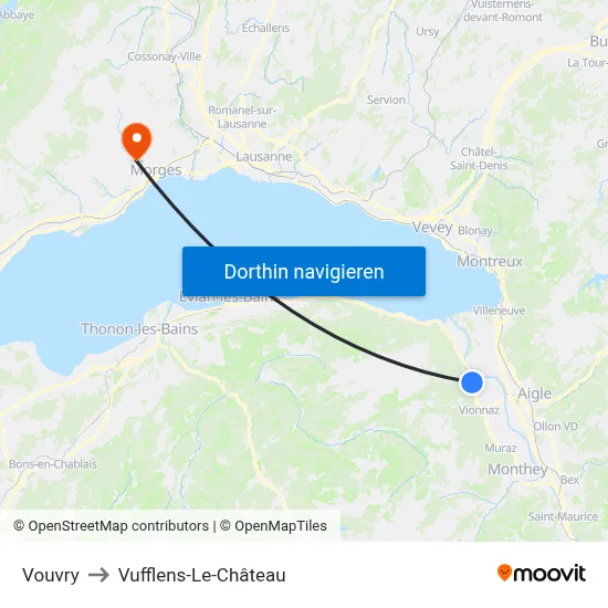 Vouvry to Vufflens-Le-Château map