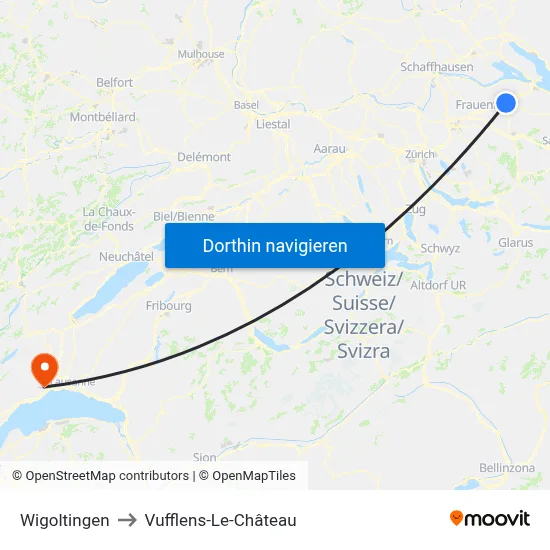 Wigoltingen to Vufflens-Le-Château map