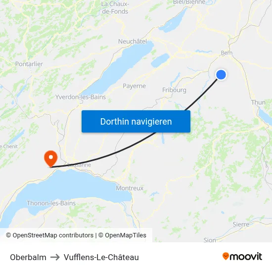 Oberbalm to Vufflens-Le-Château map