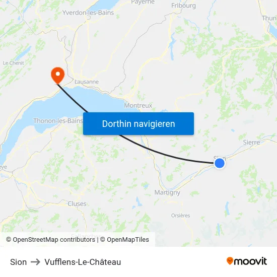 Sion to Vufflens-Le-Château map