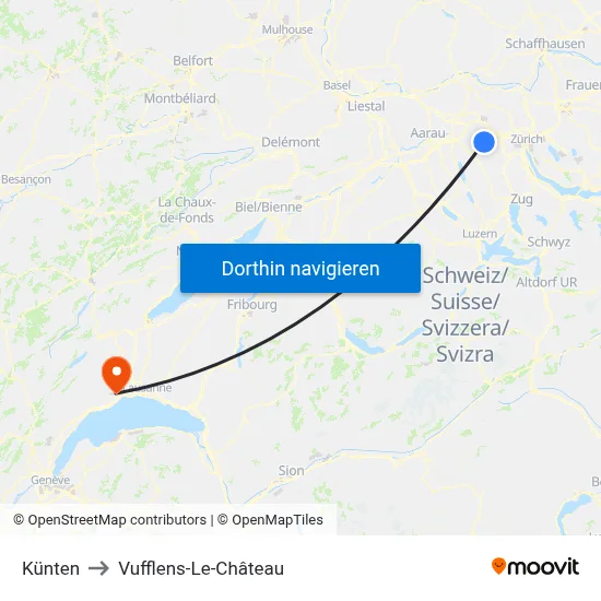 Künten to Vufflens-Le-Château map