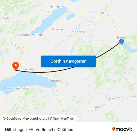 Hilterfingen to Vufflens-Le-Château map