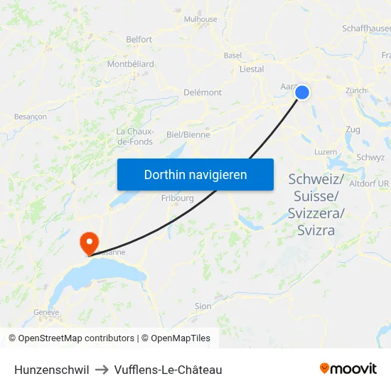 Hunzenschwil to Vufflens-Le-Château map