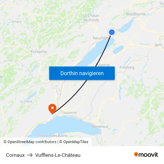 Cornaux to Vufflens-Le-Château map