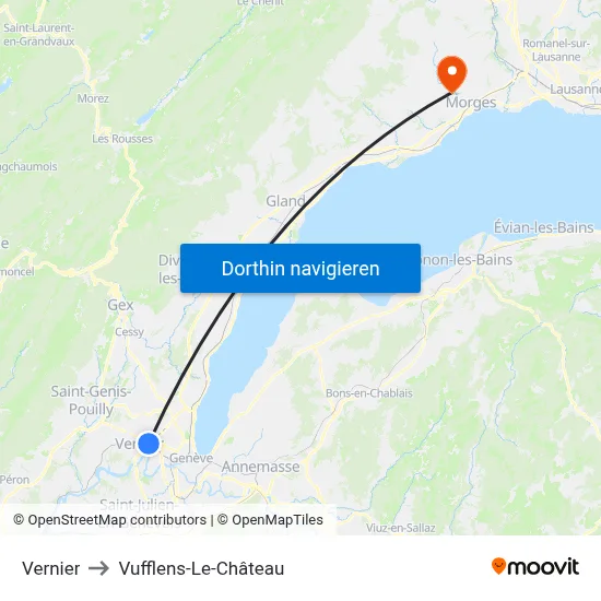 Vernier to Vufflens-Le-Château map