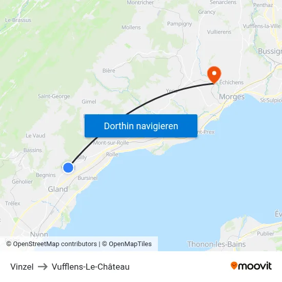 Vinzel to Vufflens-Le-Château map