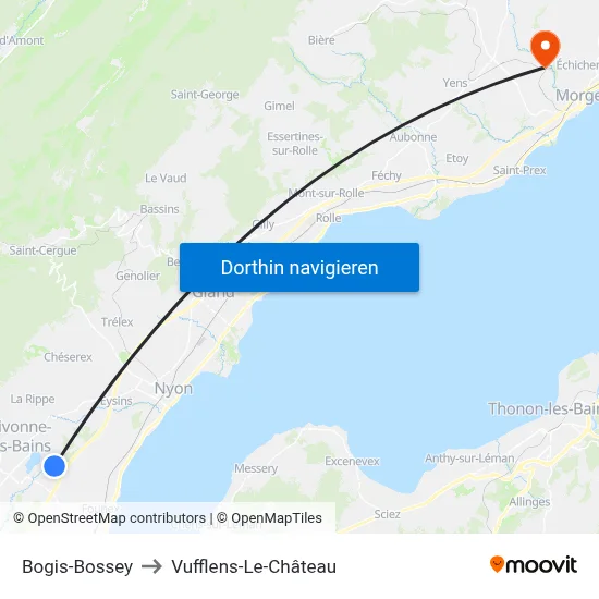 Bogis-Bossey to Vufflens-Le-Château map