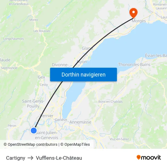 Cartigny to Vufflens-Le-Château map