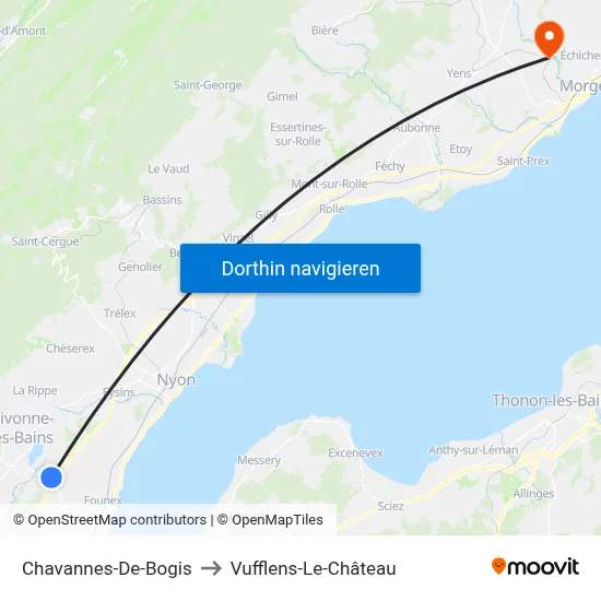 Chavannes-De-Bogis to Vufflens-Le-Château map