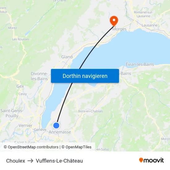 Choulex to Vufflens-Le-Château map