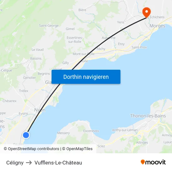 Céligny to Vufflens-Le-Château map