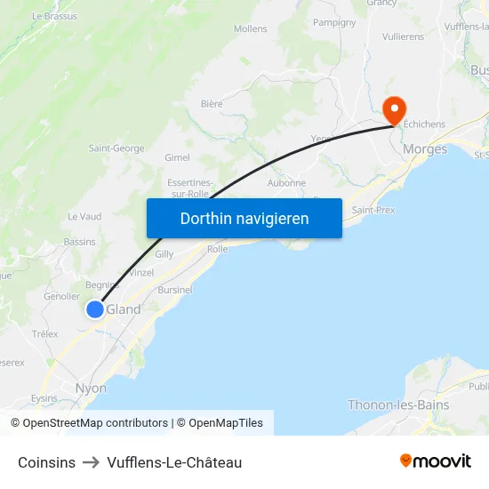Coinsins to Vufflens-Le-Château map